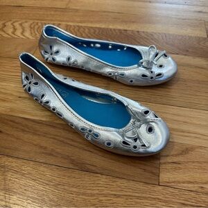 Sperry Girls Silver Floral Cutout Ballet Flats